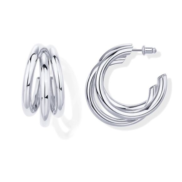 Jewelry - Silver plated triple hoop earrings